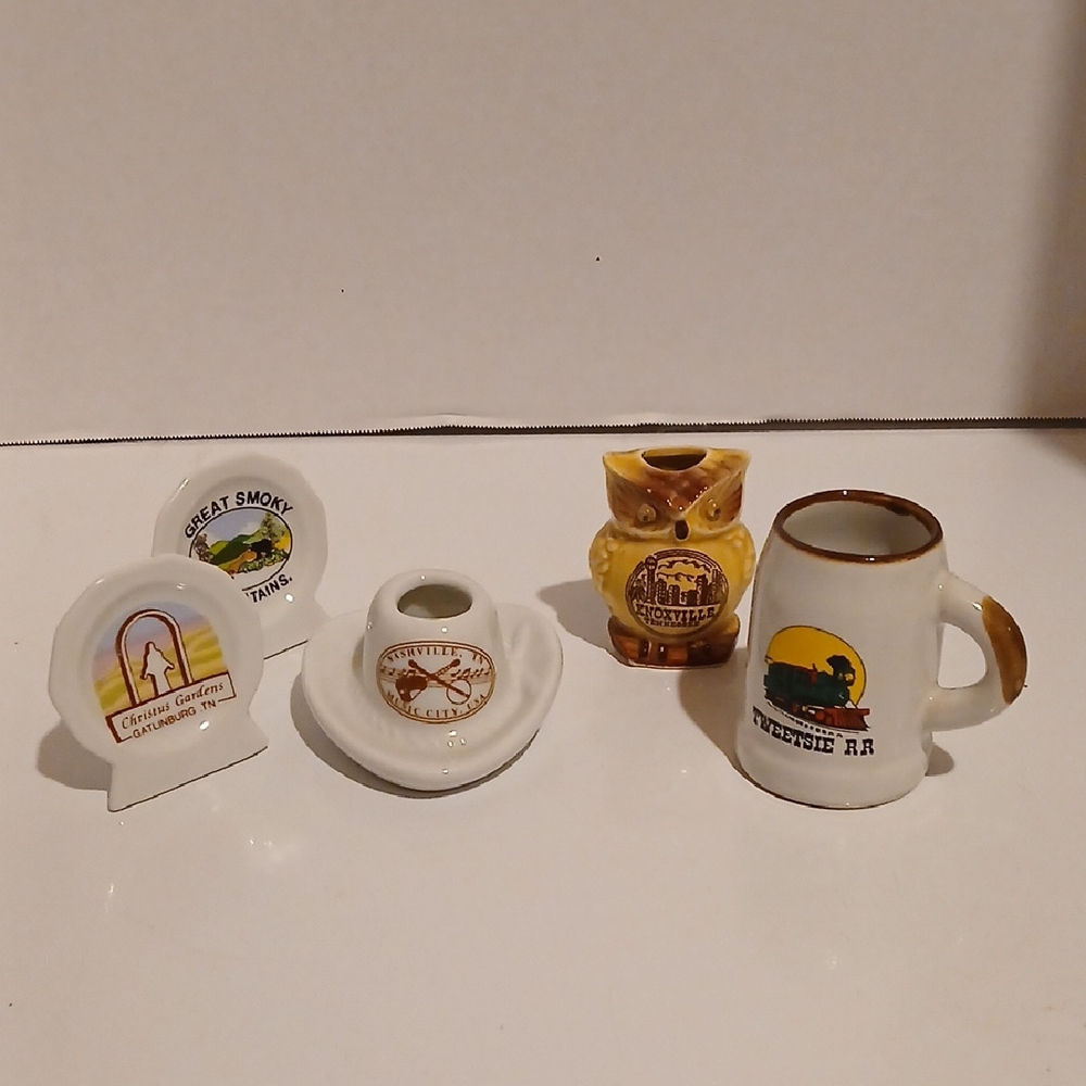 Vintage Ceramic Miniature Set - White and Gold